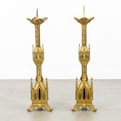 Pair  Gothic - Style Candle Holders Measures Without Pin