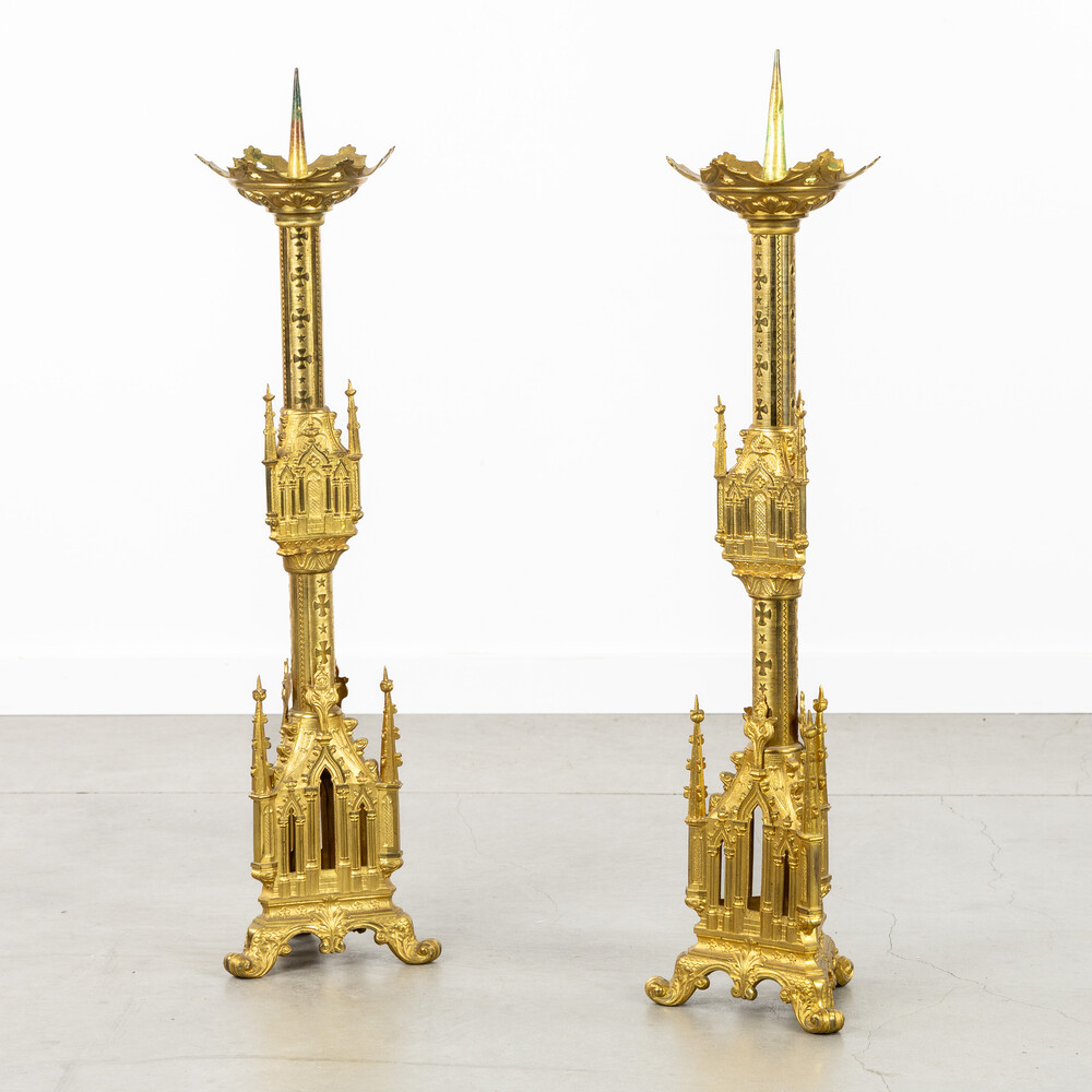 Pair  Gothic - Style Candle Holders Measures Without Pin