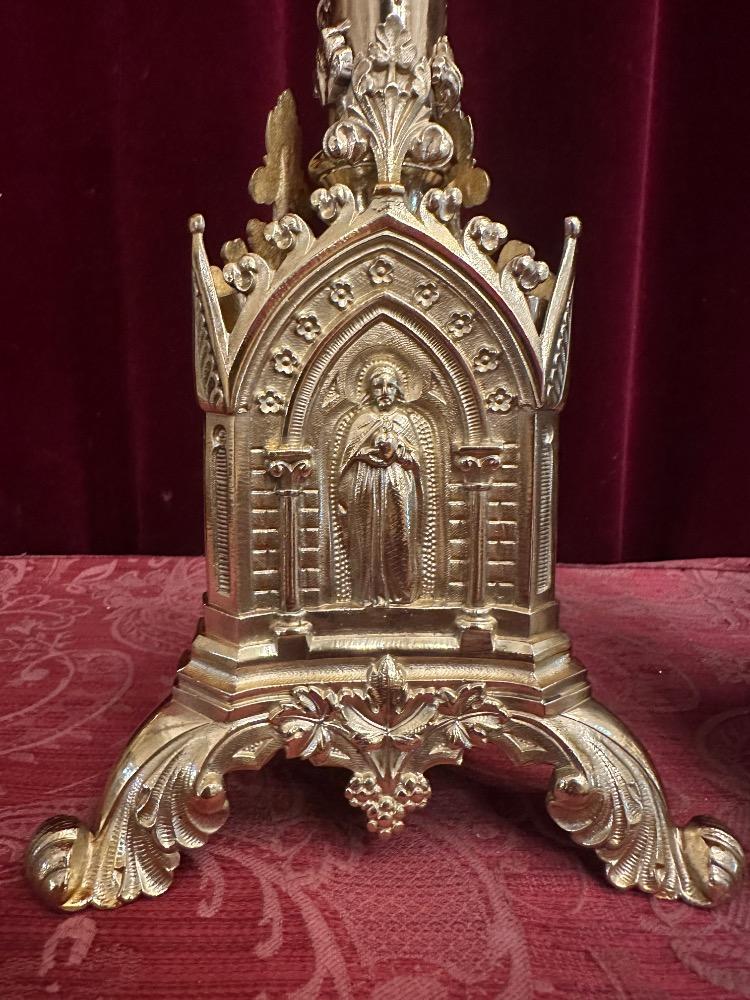 Pair Gothic - Style Candle Holders Measures Without Pin