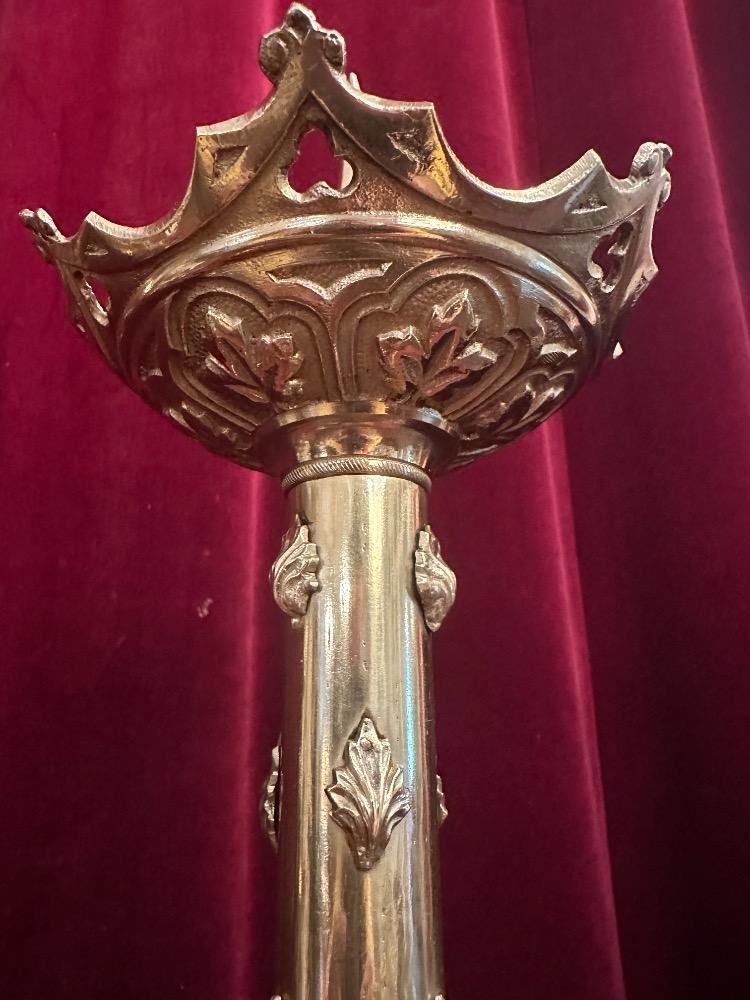 Pair Gothic - Style Candle Holders Measures Without Pin