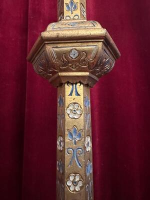 Pair Gothic - Style Candle Holders Measures Without Pin
