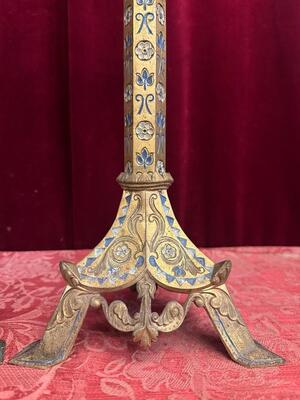 Pair Gothic - Style Candle Holders Measures Without Pin