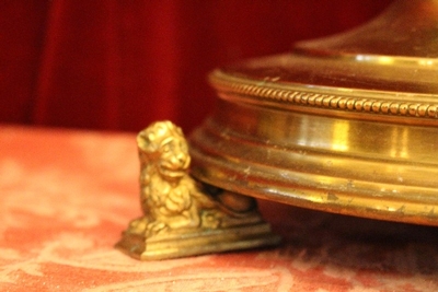 Candle Sticks style Gothic - style en Brass / Bronze / Stones , Dutch 19th century