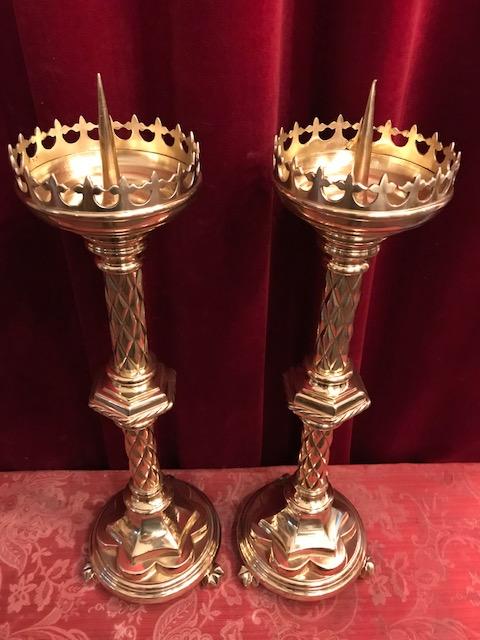 Pair Gothic - style Candle Sticks