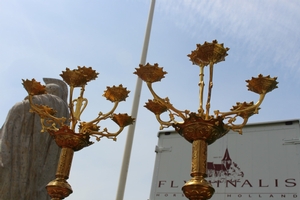 Candle Sticks style Gothic - style en Brass / Bronze / Gilt, France 19th century