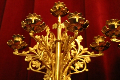 Candle Sticks style Gothic - style en Bronze / Gilt, France 19th century ( anno about 1880 )
