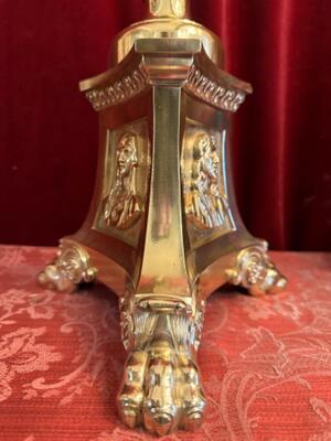 Candle Sticks Measures Without Pin style Gothic - Style en Brass / Bronze / Polished and Varnished, Belgium  19 th century ( Anno 1890 )