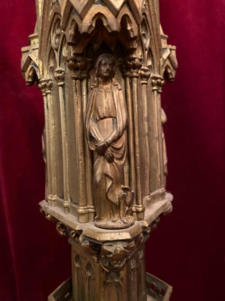 Pair  Gothic - Style Candle Sticks Measures Without Pin. Total Weight : 13 Kgs