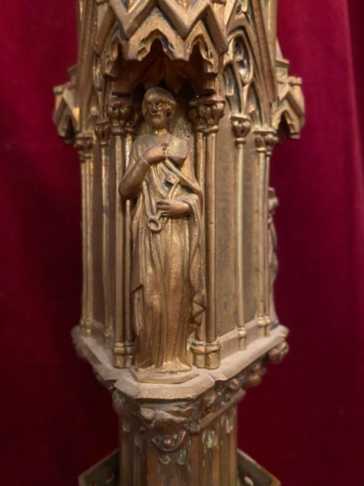 Pair  Gothic - Style Candle Sticks Measures Without Pin. Total Weight : 13 Kgs