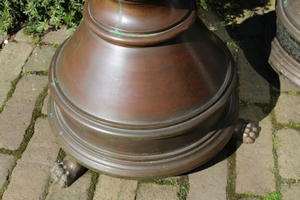 Candle Sticks. Possibility To Polish. style Gothic - style en Brass / Bronze, Dutch 19th century