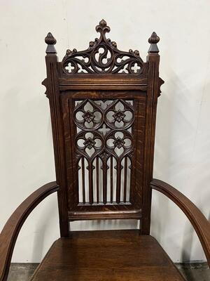 Chairs style Gothic - Style en Oak wood, France 19 th century