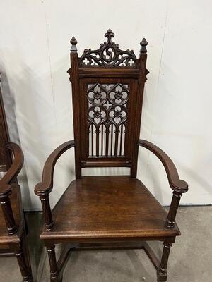 Chairs style Gothic - Style en Oak wood, France 19 th century