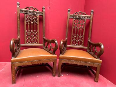 Chairs style Gothic - Style en Oak wood, Belgium  19 th century