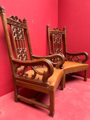 Chairs style Gothic - Style en Oak wood, Belgium  19 th century
