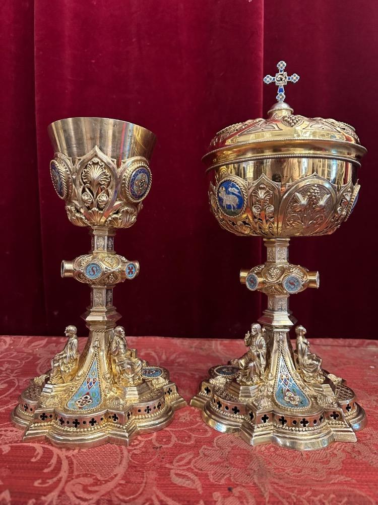 Pair Gothic - Style Chalice & Ciborium