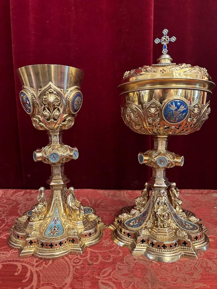 Pair Gothic - Style Chalice & Ciborium