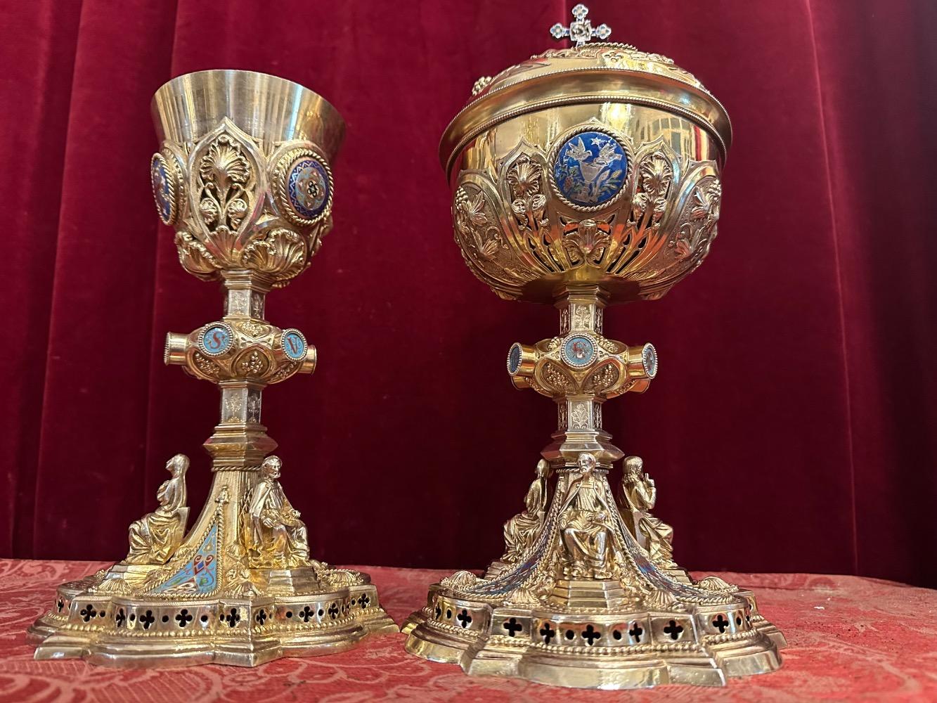 Pair Gothic - Style Chalice & Ciborium