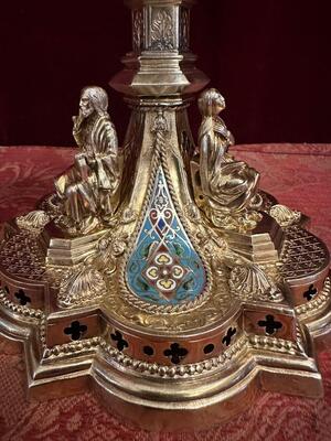Chalice & Ciborium  style Gothic - Style en Full - Silver / Enamel, France 19 th century ( Anno 1865 )