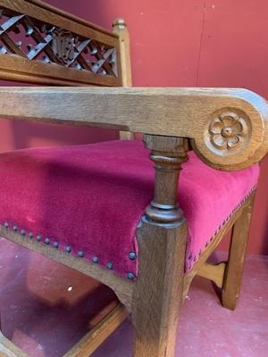 Choir-Seats style Gothic - style en Oak wood / Red Velvet, Belgium 19th century