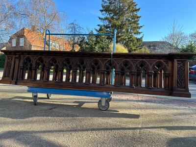 Communion Rails style Gothic - Style en Oak wood, Belgium  19 th century ( Anno 1885 )