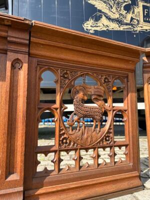 Communion Rails style Gothic - Style en Oak wood, Belgium  19 th century ( Anno 1875 )