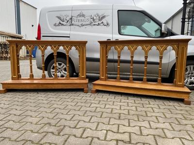 Communion Rails style Gothic - style en Oak wood, Belgium 19 th century