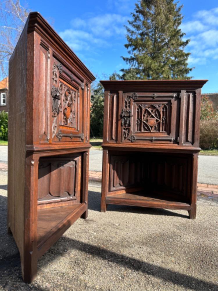 Pair Gothic - Style Corner Cabinets