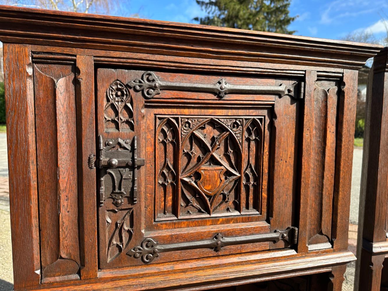 Pair Gothic - Style Corner Cabinets