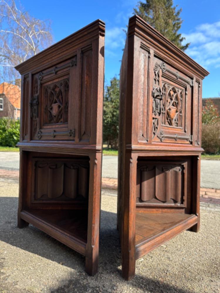 Pair Gothic - Style Corner Cabinets