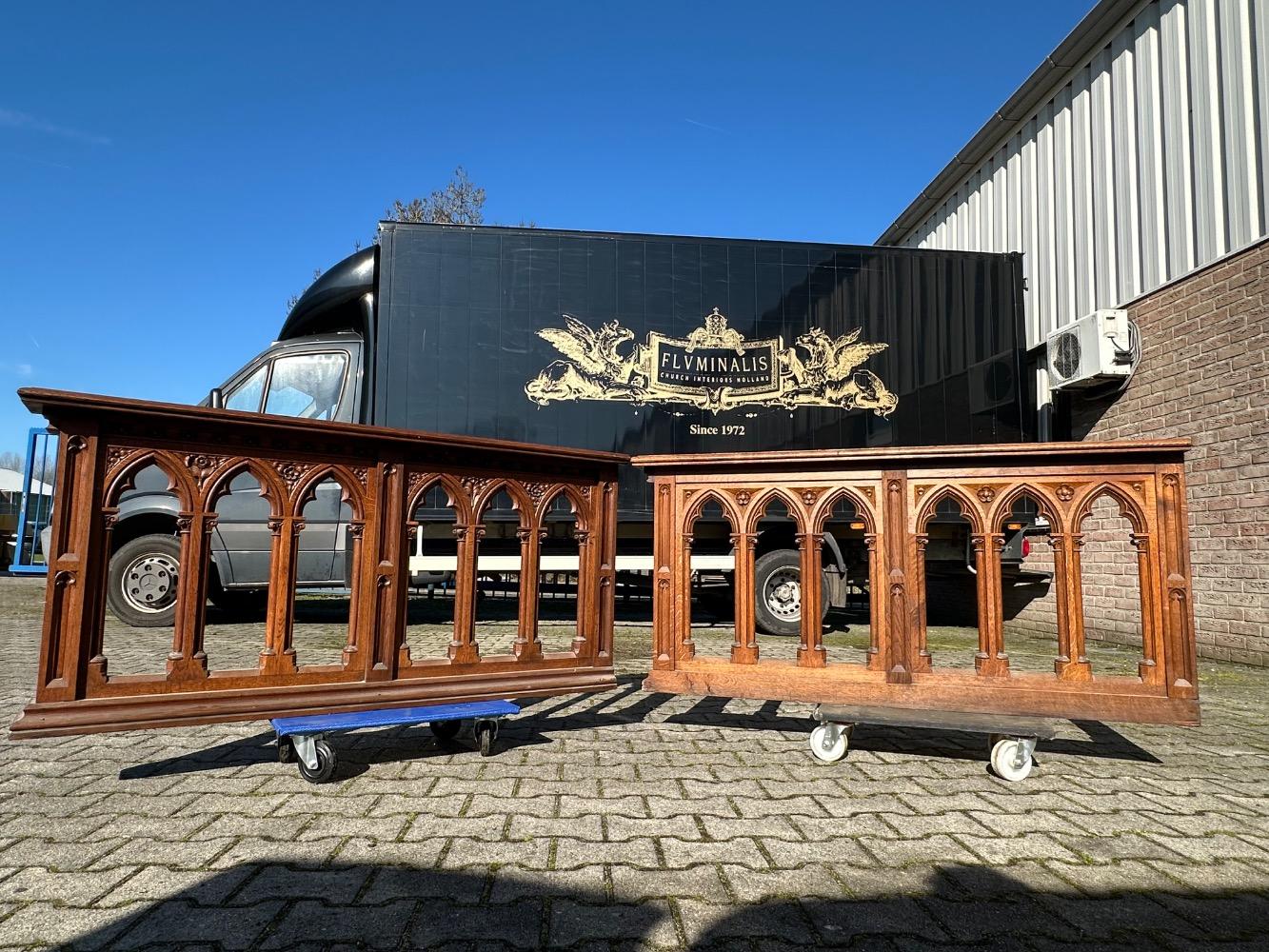 Pair Gothic - Style Double Sided Communion Rails. Total Lenght : 304 Cm.