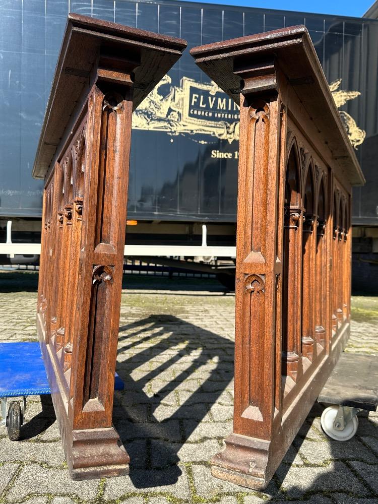 Pair Gothic - Style Double Sided Communion Rails. Total Lenght : 304 Cm.