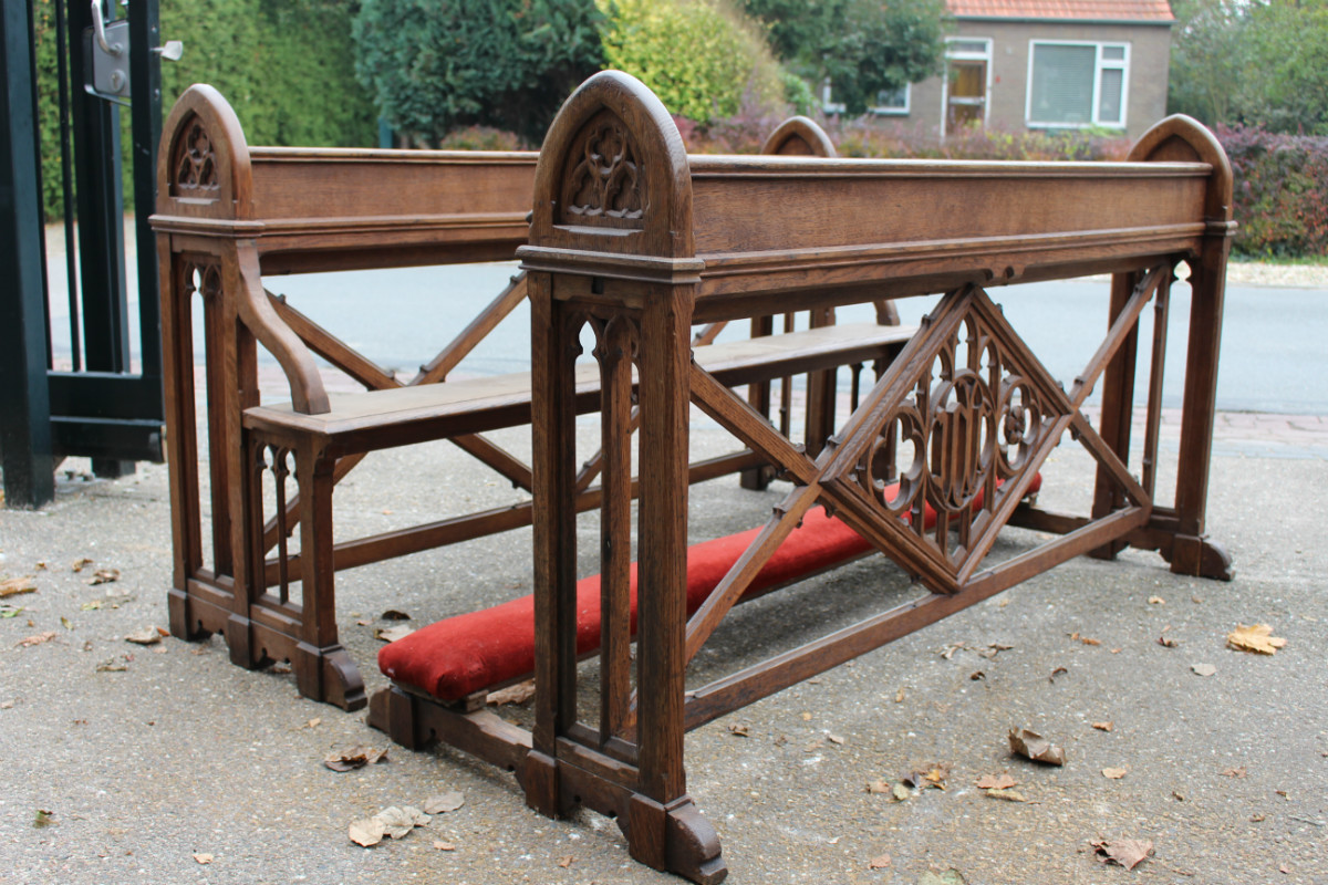 Pair Gothic - style Double  Wedding  Kneeler  + Matching Seat