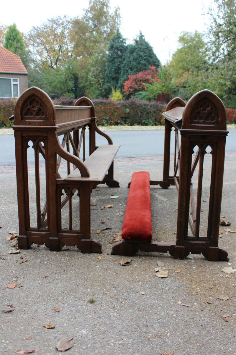 Pair Gothic - style Double  Wedding  Kneeler  + Matching Seat