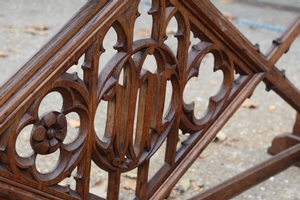 Double  Wedding  Kneeler  + Matching Seat style Gothic - style en Oak wood, Belgium 19th century