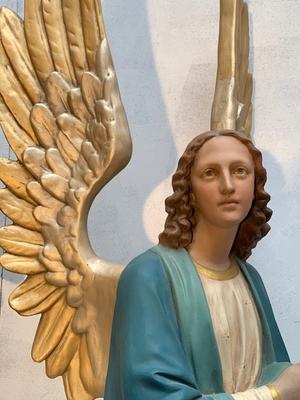 Exceptional Angels Total Height 190 Cm. Weight : 53 Kgs Each. style Gothic - style en Composite Stone , France 19th century