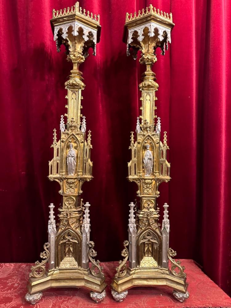Pair Gothic - Style Exceptional Candle Holders 106 Cm High !
