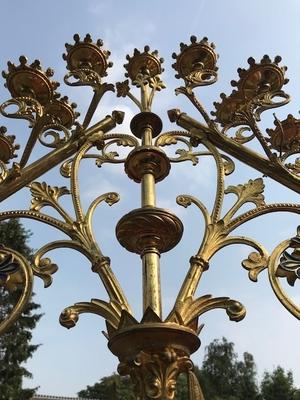 Exceptional Candle Holders style Gothic - style en Bronze / Gilt, France 19th century ( anno 1890 )