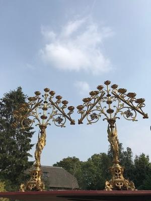 Exceptional Candle Holders style Gothic - style en Bronze / Gilt, France 19th century ( anno 1890 )