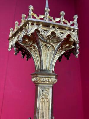 Exceptional Candle Holders Height 103 Cm. Measures Without Pin. style Gothic - Style en Bronze / Gilt, Belgium  19 th century ( Anno 1865 )