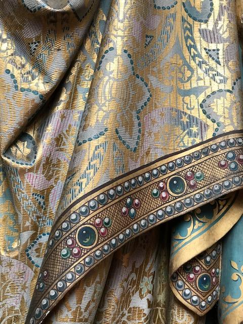 Pair Gothic - style Exceptional Life - Size Pair Of Fully Hand - Carved Matching Statues : Sacred Hearts Of St. Mary & Jesus