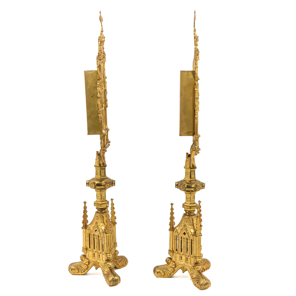Pair Gothic - Style Exceptional Reliquaries Total Height 100 Cm !