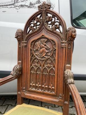 Exceptional Seats style Gothic - Style en Hand - Carved Oak Wood, France 19 th century