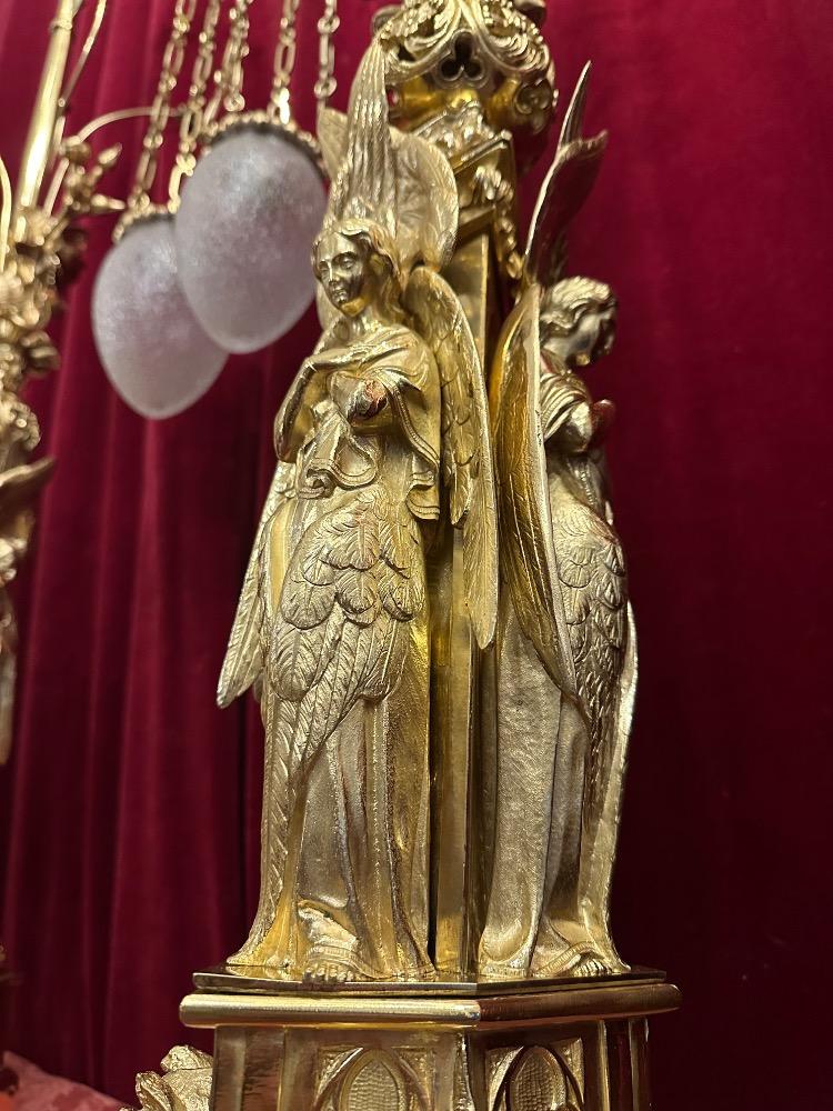 Pair Gothic - Style Exceptional Standing Sanctuary Lamps