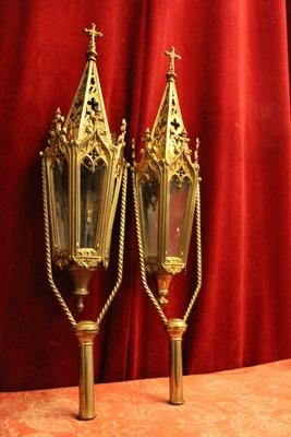 Lanterns style Gothic - style en Brass / Gilt, France 19th century ( anno 1875 )