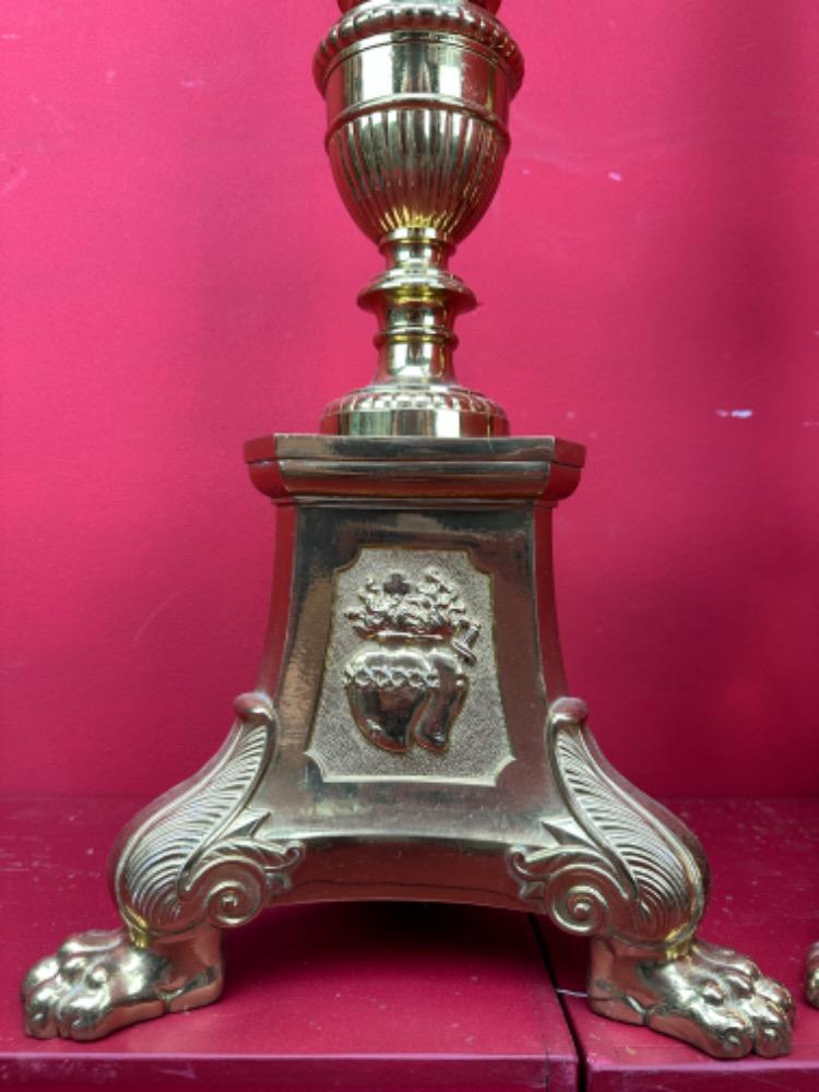 Pair Gothic - Style Large Candle Holders Measures Without Pin