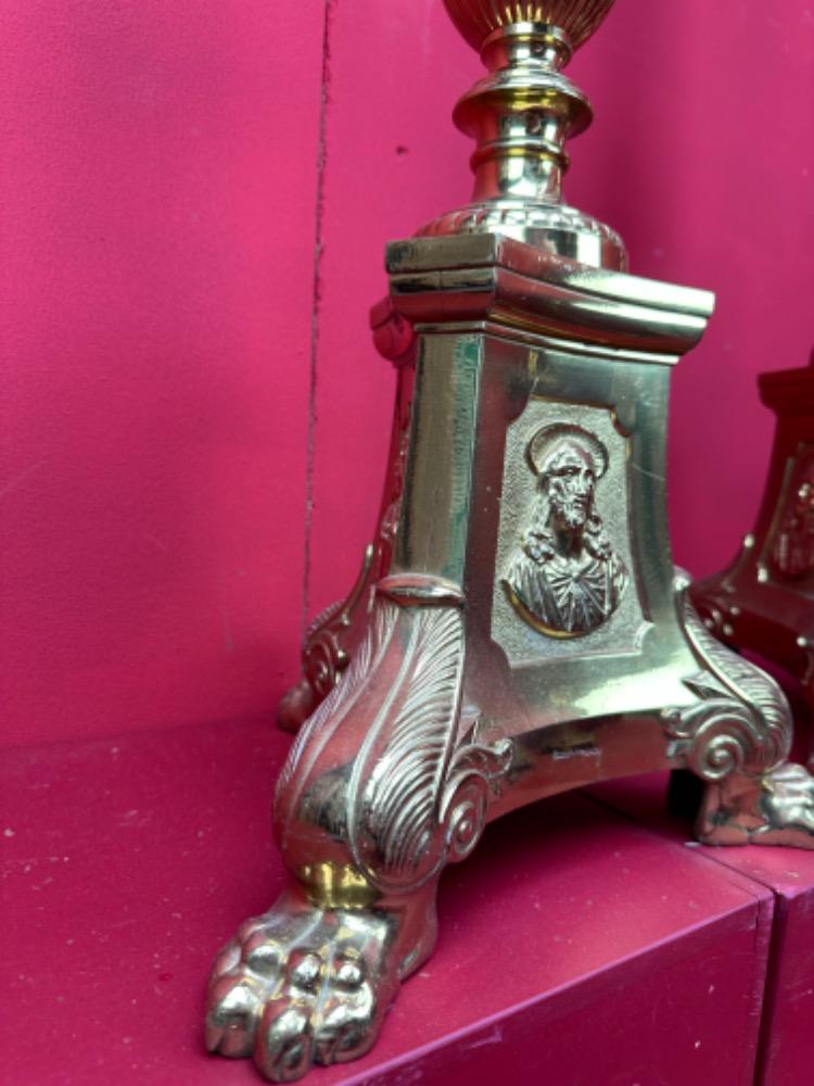 Pair Gothic - Style Large Candle Holders Measures Without Pin