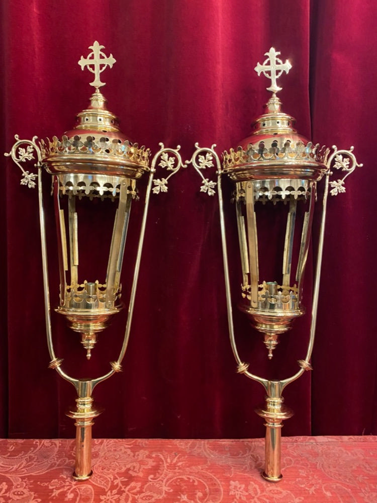 Pair Gothic - style Large Matching Lanterns