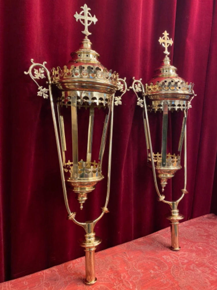 Pair Gothic - style Large Matching Lanterns