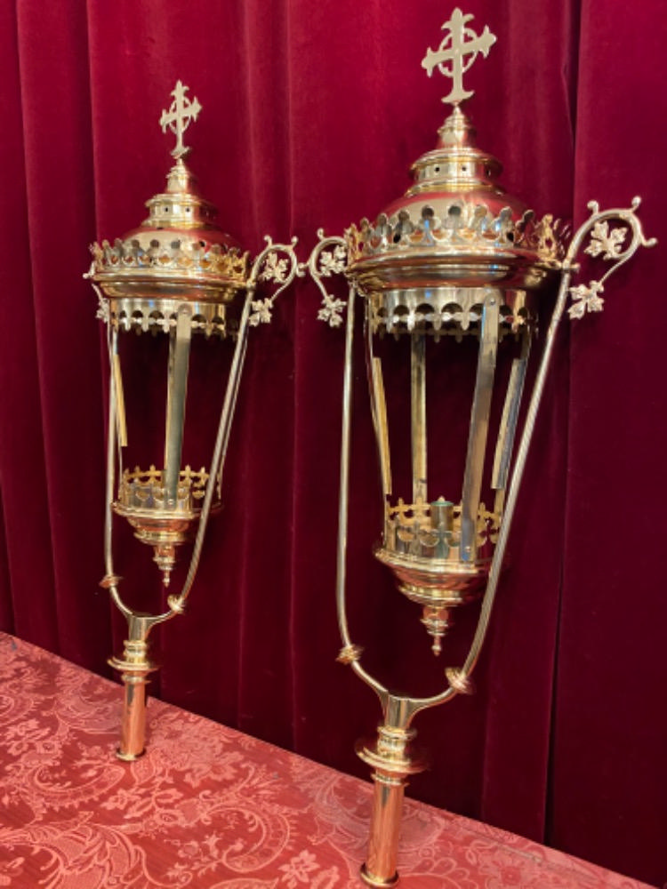 Pair Gothic - style Large Matching Lanterns