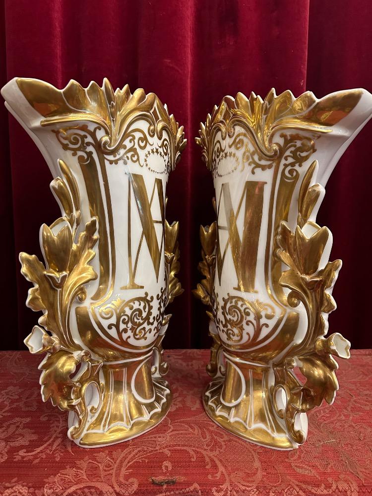 Pair Gothic - Style Marian - Altar -Vases